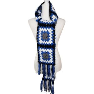 Handmade Crocheted Granny Square Scarf, OS Long